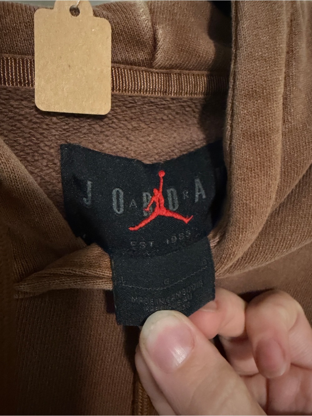 Nike Jordan Essentials SET Brown Men Statement Flight Fleece Hoodie/Sweats Sz L - Picture 7 of 10